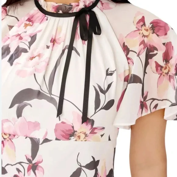 Adrianna Papell Floral Pink and White Dress - Picture 2 of 2